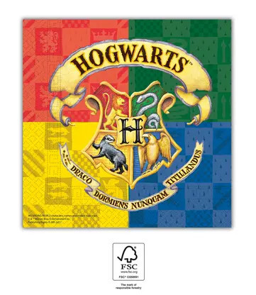 20 stuks 2-laags papieren servet 33x33cm HARRY POTTER HOGWARTS HOUSES