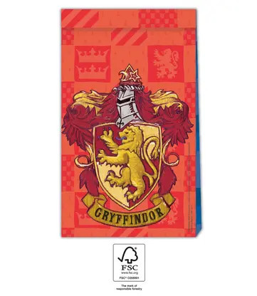 4 stuks papieren feestzak HARRY POTTER HOGWARTS HOUSES