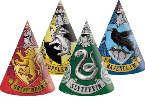 6 stuks papieren hoed HARRY POTTER HOGWARTS HOUSES