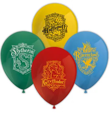 8 bedrukte latex ballon HARRY POTTER HOGWARTS HOUSES