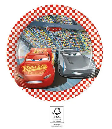 8 stuks papieren bord 20cm Cars