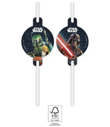 4 stuks papieren rietje STAR WARS GALAXY
