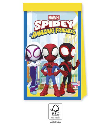 4 stuks papieren feesttas Spider-Man en zijn geweldige vrienden Marvel