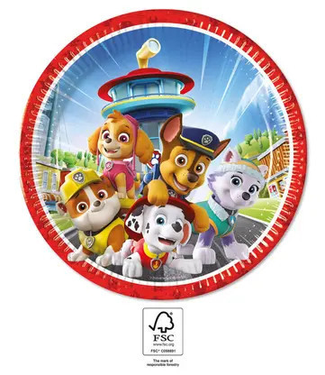 8 stuks Paw Patrol papieren borden 23 cm