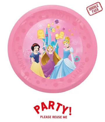 4 herbruikbare feestborden 21 cm DISNEY PRINCESSES