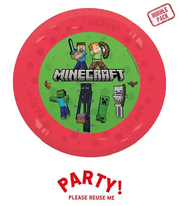 4 herbruikbare feestborden 21cm MINECRAFT