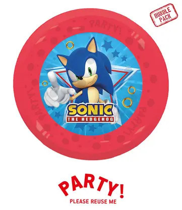 4 stuks herbruikbare feestborden 21cm SONIC