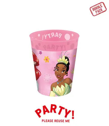 4 herbruikbare feestbekers 250 ml DISNEY PRINCESS