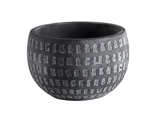 BLOEMPOT ROND GEBOGEN GRIJS15*13