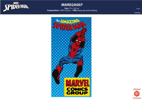 Spiderman kinder strandhanddoek - 100% katoen - 70x140 cm - middelblauw