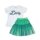 Bloemenpatroon katoenen T-shirt - mintgroene tule rok set voor meisjes - 110