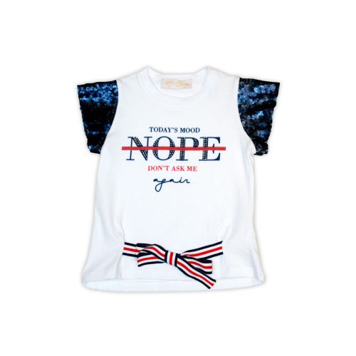 Zomer T-shirt voor meisjes met lovertjes - wit - 104