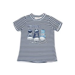   Katoenen t-shirt versierd met strass en schoenprint - gestreept - 110