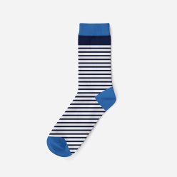   Kinderen katoenen sokken - wit-donkerblauw - gestreept - Evidence