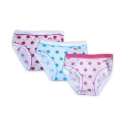   Katoenen meisjesonderbroek - Katoenfluweel - 3-delige - gestippeld - roze-roze-lichtblauw - 104