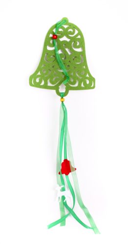 VILTENGEL KERSTKLOK GROEN+STRIK 14*70