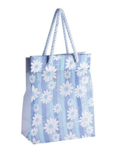ZAK BLAUW GESTREEPT/BLOEM 23CM
