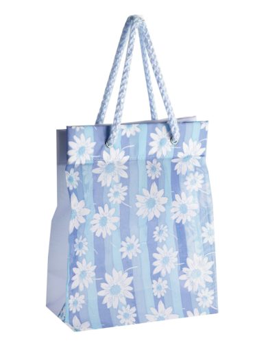 ZAK BLAUW GESTREEPT/BLOEM 25CM