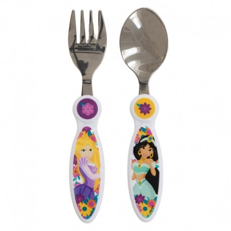 2 DELIG ELLIPTISCHE METALEN BESTEKSET DISNEY PRINCESS MOEDIG EN SLIM