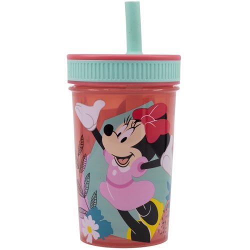 Disney Minnie Mouse plastic, lekvrije siliconen drinkbeker met rietje - 420 ml