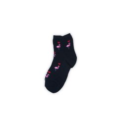   Meisjes fijngebreide katoenen enkel sokken - Flamingo - donkerblauw - 27-30