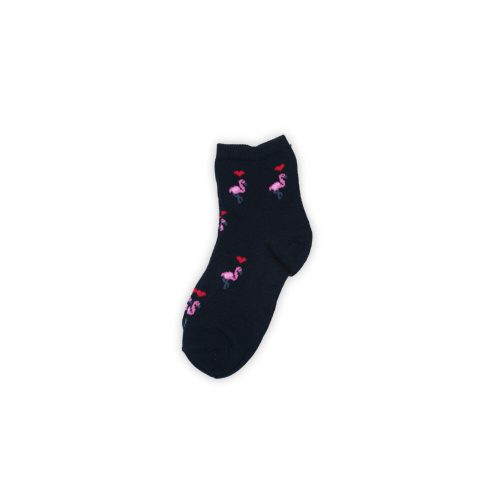 Meisjes fijngebreide katoenen enkel sokken - Flamingo - donkerblauw - 27-30