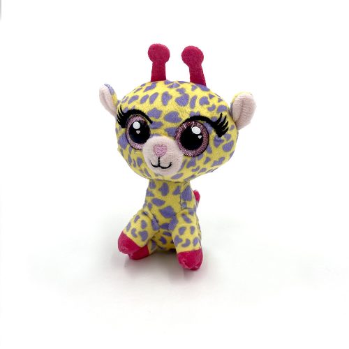 Grote ogen schattige pluche Giraffe 10cm hoog - Geel