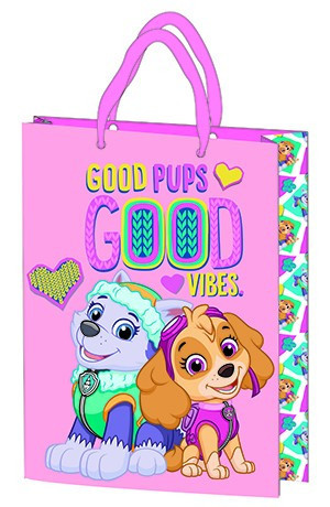 Cadeauzakje 23x18x8,5 cm, gelamineerd plastic oppervlak - Paw Patrol Roze
