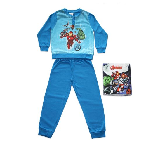 Lange dunne katoenen kinderpyjama - Avengers - met Iron Man print - Jersey - koningsblauw - 104