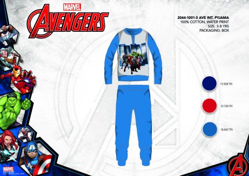 Winterse katoenen interlock kinderpyjama - Avengers - middelblauw - 98