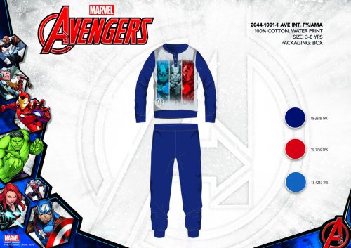Winterse katoenen interlock kinderpyjama - Avengers - donkerblauw - 140