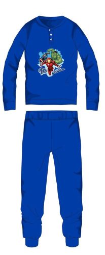 Wraak winterse katoenen kinderpyjama - interlock pyjama - middenblauw - 116