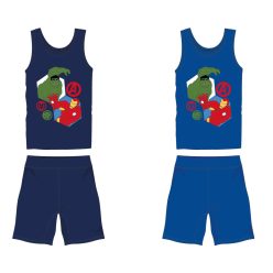   Wraak katoenen zomerse set - T-shirt-korte broek set - middelblauw - 110