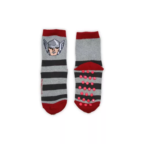 Antislip kinderbeenwarmers - Avengers - volledig pluche - grijs-rood - 31-34