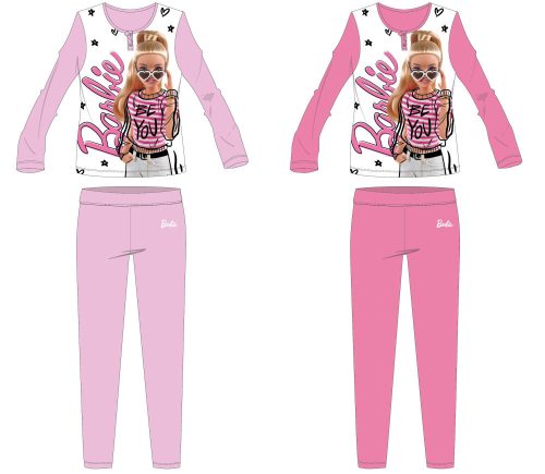 Barbie katoenen jersey kinderpyjama - lichtroze - 128