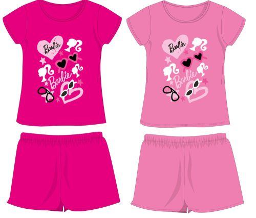 Barbie katoenen zomer set - t-shirt-korte broek set - roze - 134