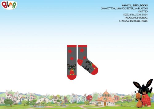 Bing konijn anti-slip pluche enkel sokken voor kinderen - grijs-rood - 27-30