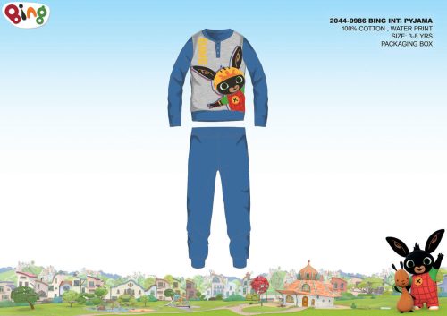 Winterse katoenen interlock kinderpyjama - Bing Konijn - middelblauw - 104