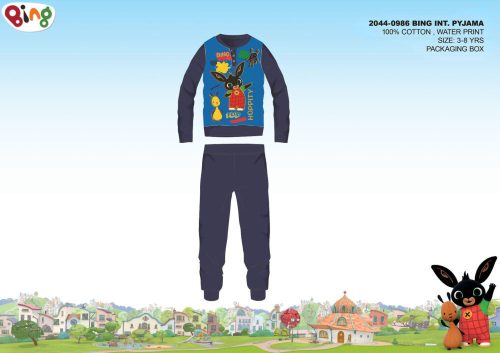 Winterse katoenen interlock kinderpyjama - Bing Konijn - donkerblauw - 98