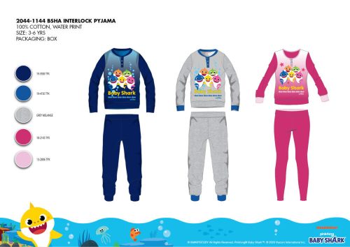 Winterse katoenen interlock kinderpyjama - Baby Shark - roze - 110