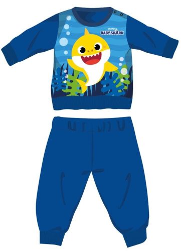 Baby Shark winter dikke baby pyjama - katoenen flanel pyjama - middelblauw - 80