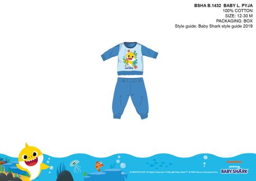 Baby Shark baby pyjama - jersey katoenen pyjama - lichtblauw - 92