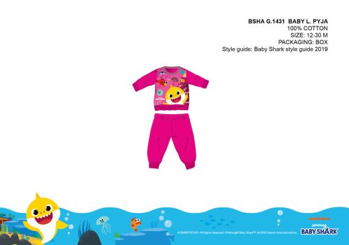 Baby Shark baby pyjama - jersey katoenen pyjama - roze - 86