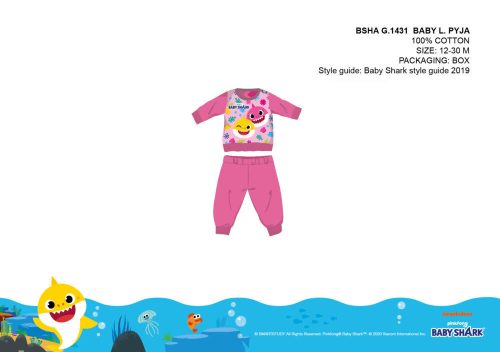 Baby Shark baby pyjama - jersey katoenen pyjama - donkerroze - 98