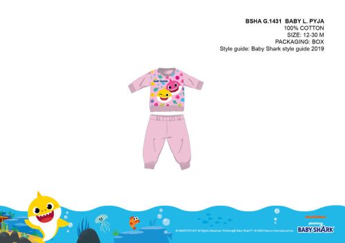 Baby Shark baby pyjama - jersey katoenen pyjama - lichtroze - 86