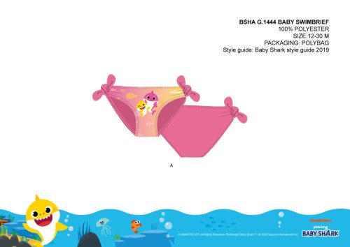 Baby Shark baby badpak onderkant voor meisjes - roze - 92