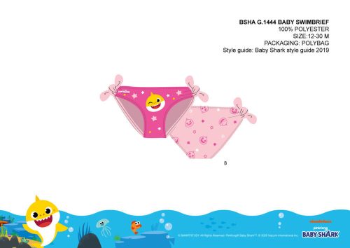 Baby Shark baby badpak onderkant voor meisjes - lichtroze - 92