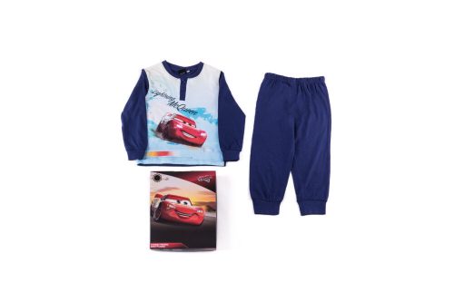 Lange dunne katoenen kinderpyjama - Cars - 128 - donkerblauw