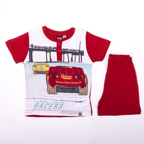Korte mouw katoenen kinderpyjama - Cars - raceauto's - rood - 98