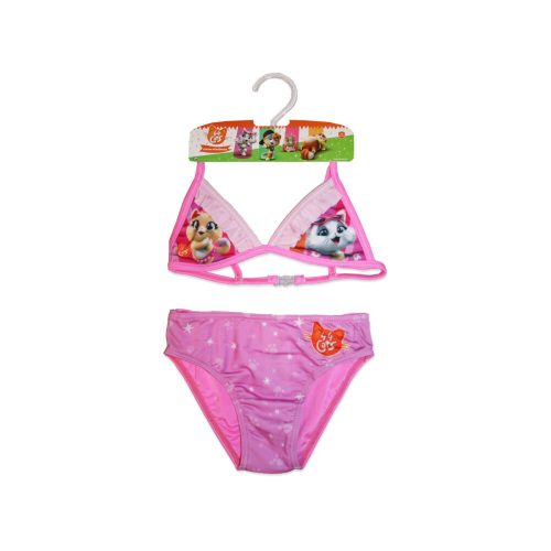 44 Grappige kat tweedelig badpak voor meisjes - driehoekig bovenstuk - roze - 110